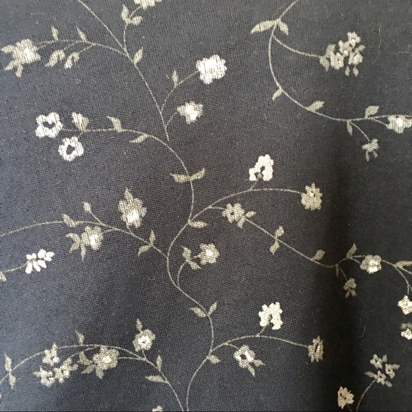 2/$25- Navy Polyester Double V-Neck with Small Flowers - Picture 2 of 4